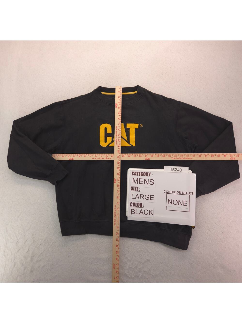 CAT Casual Graphic Long Sleeve T Shirt Adult Mens Size Large L Black